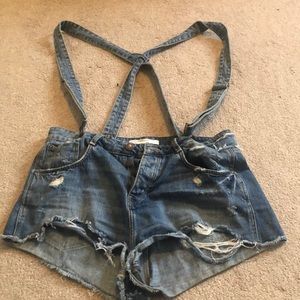 Denim short overalls